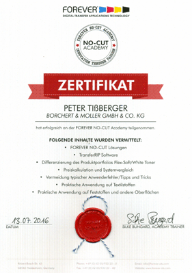 Zertifikat Peter Tißberger